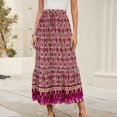 thumbnail image 4 of Flowy Skirt Women Summer Beach Casual Boho Maxi Skirt with Drawstring Vintage Printing Comfortable Elastic Waist Long Skirts 2025 New, 4 of 7