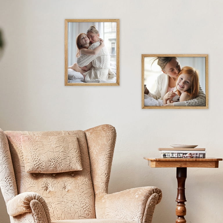 Set Of 4 Solid Oak Picture Frames - 8x10 Or 5x7 With Mat, Real Glass, Natural Wood For Wall Art & Photos