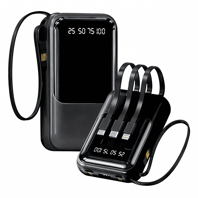Mini Power Bank Genérico PB10000 Portátil Negro 10000mAh con Cables y Linterna