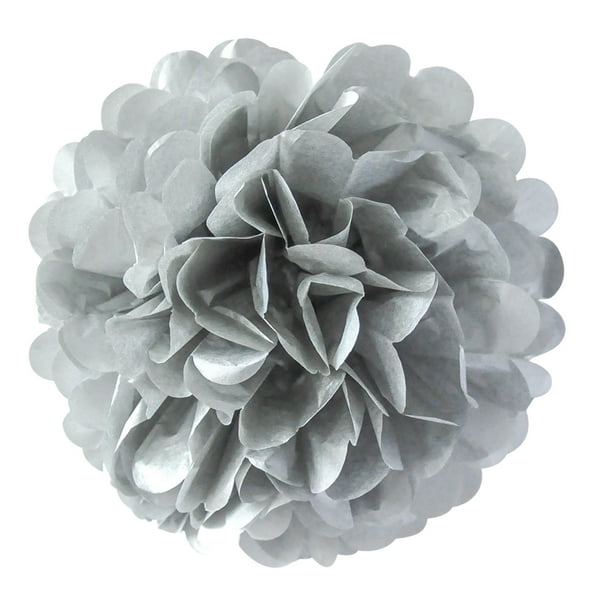 Naiovety Papel gris de Pom Pom de 7,8 pulgadas para la flor de las decoraciones de las flores de papel de la fiesta de cumpleaños Kits de decoración para fiestas Gris 12 pulgadas