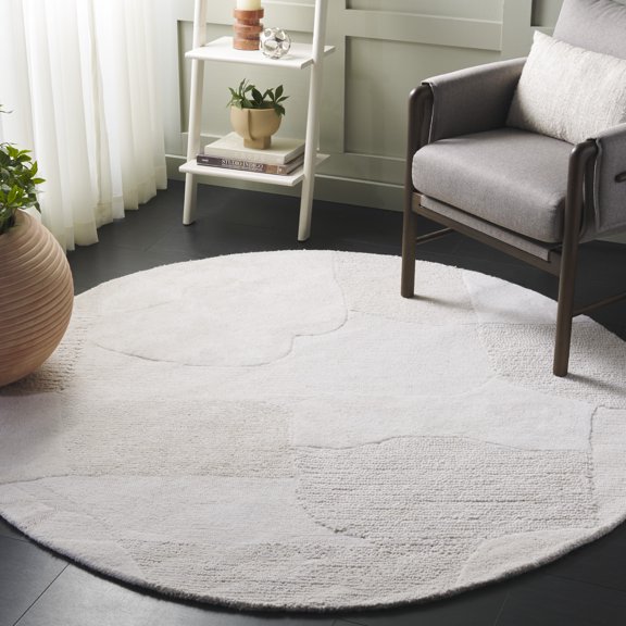 SAFAVIEH Manhattan Thelma Geometric Area Rug, Ivory/Beige, 6' x 6' Round