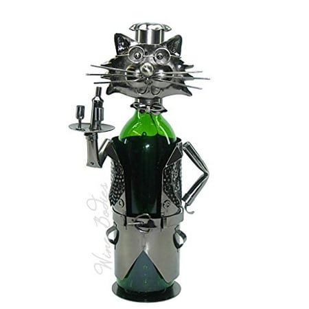 Metal Wind Art Spinners High Quality Genunie Hand Made Caddy Cat Waiter Metal Wine Bottle Holder Free Ship. ZB690-ITE ()