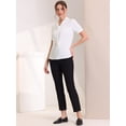 thumbnail image 4 of Blusas de gasa con cuello en V casual de manga corta para mujer con corbata blanco XS, 4 of 5