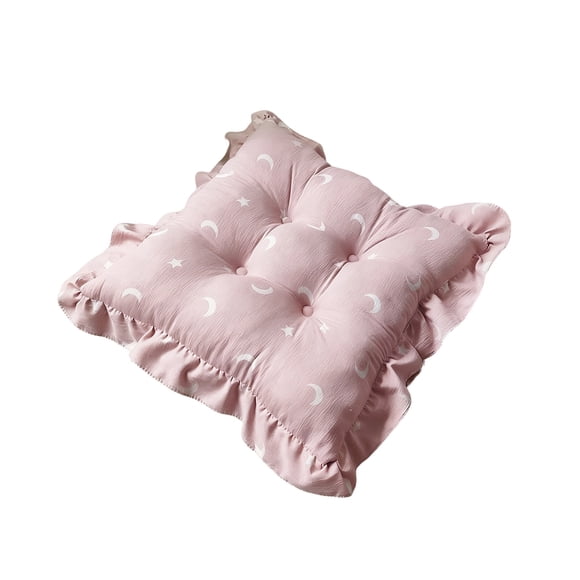Outdoor Chair Cushion Square Lace Elastic Cloth Pink 40Cm Thick Pearl Fluff for Floor Ottoman