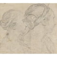 thumbnail image 3 of Pierre Parrocel 13x12 Black Modern Framed Museum Art Print Titled - Two Heads of Women, 3 of 5