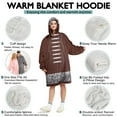 thumbnail image 5 of Brown Silver Football Pattern Wearable Oversized Blanket,Wearable Blanket Hoodie for Adults,Cozy Hooded Blankets with Super Pockets,Super Warm Fuzzy Pullover for Women & Men, 5 of 6