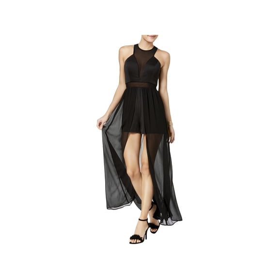 As U Wish Womens Juniors Prom High Waist Evening Dress Black S