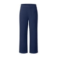 thumbnail image 5 of LIIPEE Womens Pants Casual Solid Color Ankle Straight-Leg Pull-On Khakis Female Mid Elastic Waist Regular Soft Daily Breathable Comfortable Pants With Pockets,L, 5 of 5