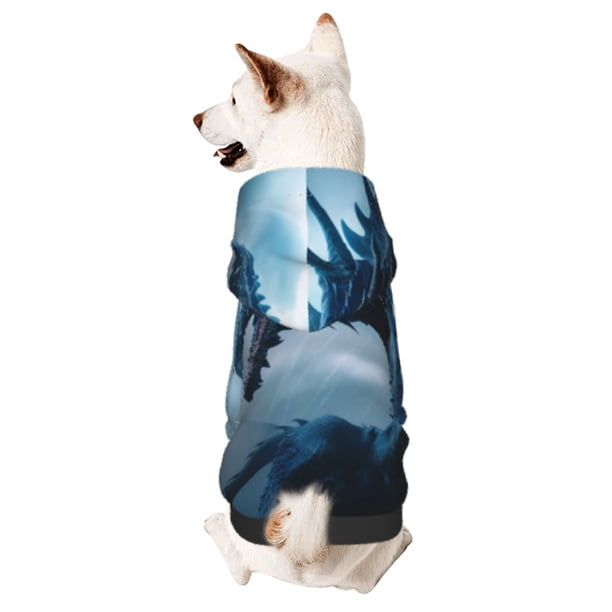 Fotbe Blue Thunder Storm Dragon Sudadera con Estampado para Perros Pequeños – Suéter con Capucha para Mascotas, Tela Suave de Forro Polar con Bolsillo-Small