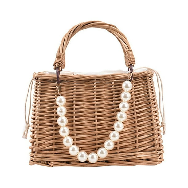 1 bolso de paja de moda para mujer, bolso de playa, bolso rural portátil.