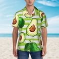thumbnail image 4 of Easygdp Avocado Green Striped Men'S Summer Casual Short Sleeve,Short Sleeve Button-Down Shirt, Lapel Loose Breathable Hawaiian Short Sleeve - Medium, 4 of 9