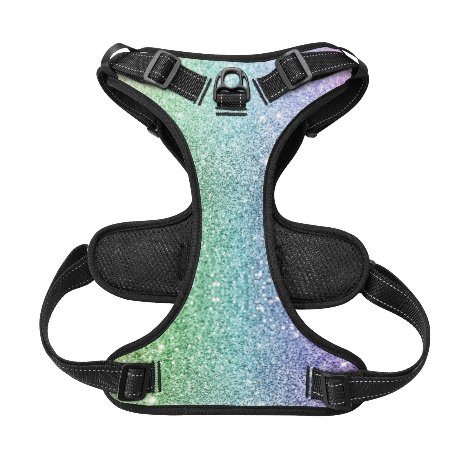 Kdxio Beautiful Glitter Print No Pull Dog Harness Adjustable Reflective Oxford Easy Control Medium Large Dog Harness for Training and Everyday-Small