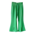 thumbnail image 6 of Tween Girls Flare Leggings Ribbed Knit Elastic Waist Drawstring Yoga Pants for School Daily Wear Trousers, 2T-10Y, 6 of 8