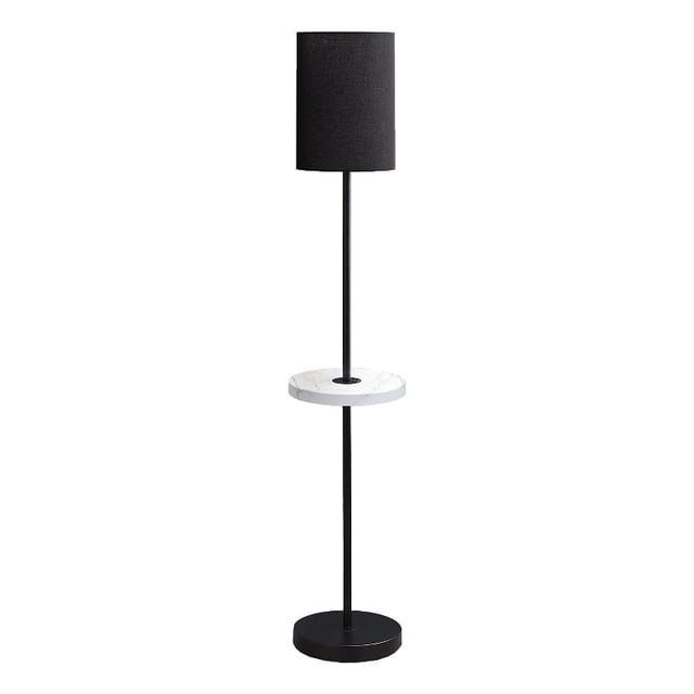 Lighting - 62"h - Lampe de Sol - Port Usb Inclus - Métal Noir - Marbre Blanc