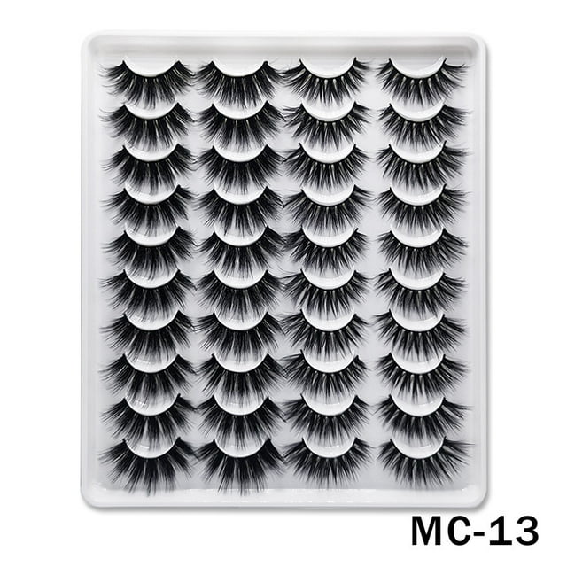 False Eyelashes Faux Mink Lashes 20 Pairs Long Dramatic Fluffy Volume Natural Fake Eyelashes Value Pack MC-13