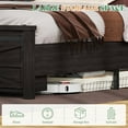 thumbnail image 5 of LUXOAK Queen Size Farmhouse Wood Bed Frame, No Squeak Design, Wood Slat Support, No Box Spring, Black, 5 of 5