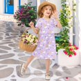 thumbnail image 4 of FORMRS Girls Short Sleeve Dress Summer Casual Round Neck A-line Beach Sundress, Sizes 2T-8T, Purple Cartoon Rabbit Pattern, 4 of 8