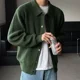 thumbnail image 2 of Suéter de punto para hombre, color verde liso, para negocios, ropa de hombre, cárdigan, moda 2024, clásico, coreano, otoño, pedido, jerséis, modo, 2 of 5