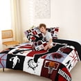 thumbnail image 4 of Castle Fairy Minimalist Basketball Splash King Size Comforter Sets 3pcs, Sports Theme Comforters King Size, Red Black White,Black Reversible,1 Comforter and 2 Pillowcases, 4 of 6