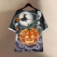 thumbnail image 6 of Godom Halloween T Shirts for Women Oversized Shirt Ghost Graphic Button Casual Short Sleeve Tees, 6 of 7