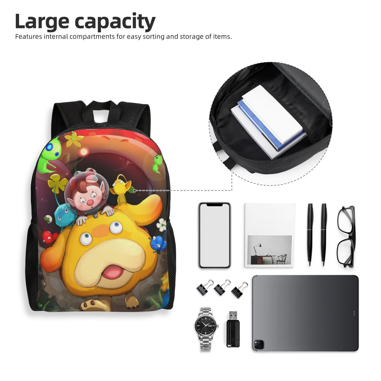Pikmin Backpack Cute Anime Large Capacity Multifunction