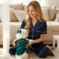 thumbnail image 6 of Denbek Dog Silk Pajamas, Cat Puppy Costume Elegant Satin Pajamas with Bow Headband 2Pcs Set Pet Sleepwear Cute Pet Outfit Photoshoots, Green-XS, 6 of 7