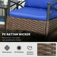 thumbnail image 3 of Outsunny 3pc Rocking Chair Set w/ Cushions, Wicker Bistro Set, Blue, 3 of 9