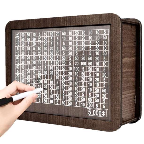 Caja de ahorros de madera con forma de bóveda de efectivo, alcancía con objetivo de conteo