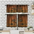 thumbnail image 4 of Rustic Wooden Barn Door Valance Curtain Farmhouse Vintage Rod Pocket Valance Window Treatments Short Curtains for Kitchen Living Room Bathroom Decor 54x18 Inch + 27x36 Inch X 2, 4 of 5