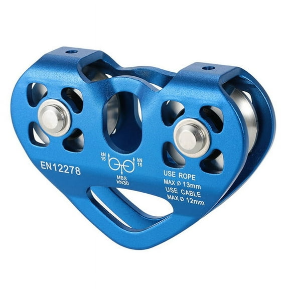 30kN Cable Trolley Pulley with Ball Bearing Climbing Caving Aloft Work Rescue Blue