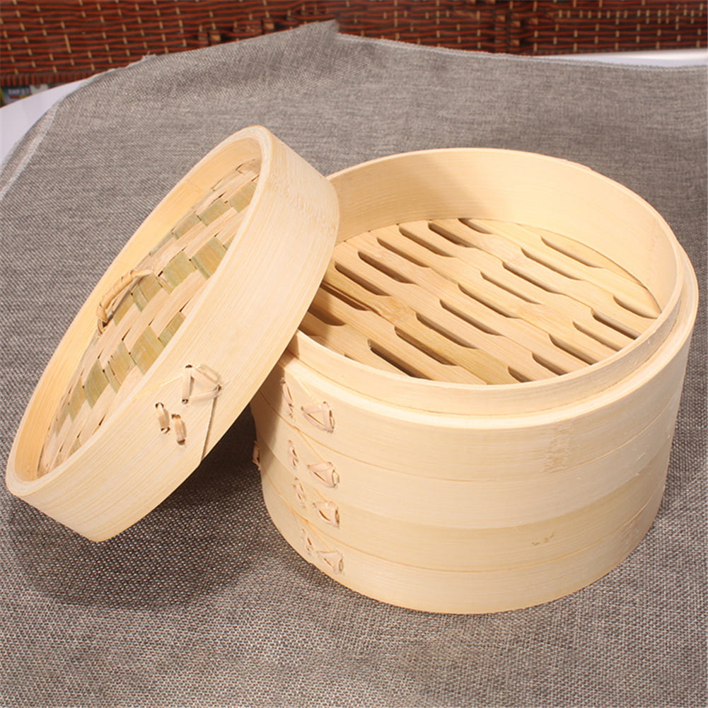 RETYLY One Cage and One Cover Cooking Bamboo Steamer Fish Rice Vegetable Snack Basket Set Kitchen Cooking Tools,M 