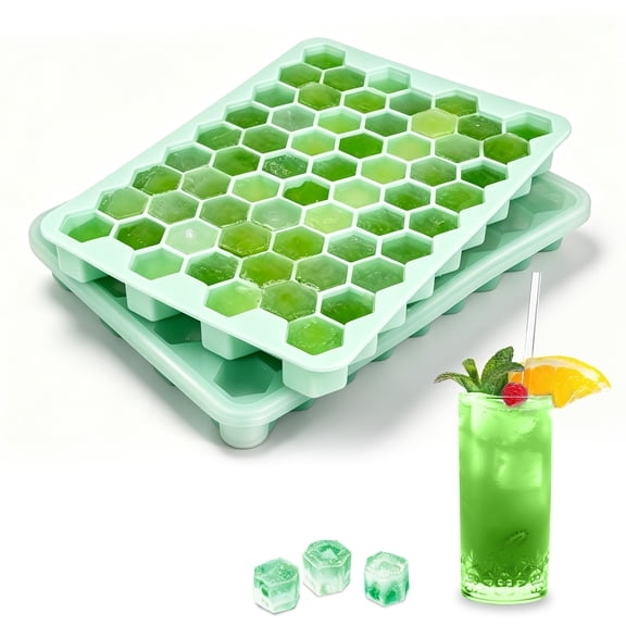 LSTRAGY Ice Cube Trays, 2 Pack Honeycomb Hexagonal Ice Cube Molds, Green