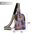 thumbnail image 2 of FORMRS Womens Crossbody Sling Bag Travel Daypack Shoulder Chest Backpack, Purple Halloween Black Cat, 2 of 7