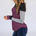 thumbnail image 2 of Gibobby Playera Térmica Ligera Camiseta ajustada de cuello redondo de manga larga con bloqueo de color de otoño e invierno（Morado， L), 2 of 4
