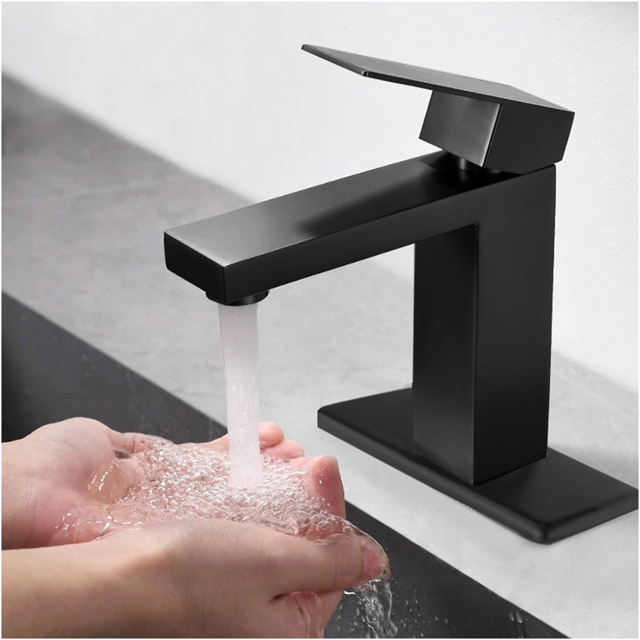 JERFIT Matte Black Bathroom Sink Faucet, Single Handle Single Hole Vessel Lavatory Faucet, Brushed Nickel Stainless Steel Bath Faucet for Vanity