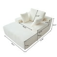thumbnail image 5 of Magic Home Oversized Chaise Lounge Chair Indoor Furniture with Back Cushion, Pillows, Cloud Plush Corduroy Upholstered Sofa Bed for Living Room, Bedroom, No Assembly Required, Beige, 5 of 11