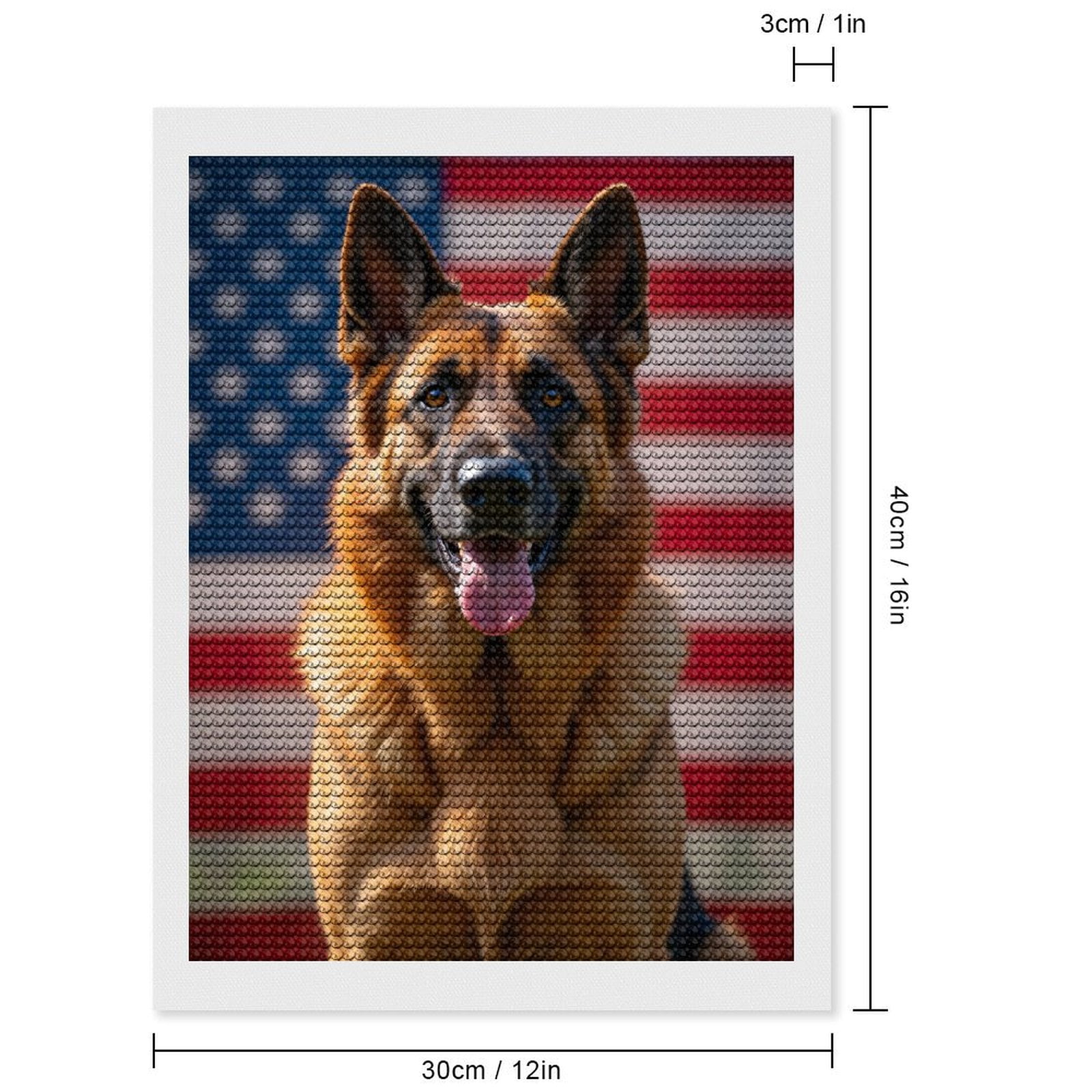 Diamond Art Kits for Adults, Dog American Flag Patriotic Pose 5D Diamond Painting Kits for Adults Beginners, DIY Full Drill Diamond Painting, Gem Art and Crafts 12x16