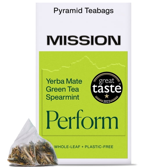 MISSION Perform Yerba Mate with Green Tea, Spearmint 15 Tea Bags 30g, Imported from Britain