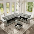 thumbnail image 5 of LLappuil Modular Sectional Sofa, 7 Seat Modular Sectional Sofa with 1 Storage Ottoman, 25.6 Deep Seat Chenille Sofa Gray, 5 of 8