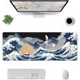 thumbnail image 2 of Japanese Wave Mouse Pad Extended XL Gaming Mice Pad Office Desk Mat with Stitched Edges, Non-Slip Oversized Desk Pad, 31.5 X 11.8 Inch, 2 of 6