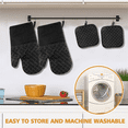 thumbnail image 4 of SUGARDAY Silicone Pot Holders and Oven Mitts Sets Kitchen Gloves Heat-Resistant Non-Slip for Baking Cooking Black 4pcs, 4 of 7