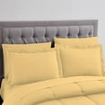thumbnail image 2 of DNG Creations 3 Piece Box Stitched Striped Pattern Comforter 100% Egyptian Cotton Quilt Cover 800 TC All Season 550 GSM ( Oversized King Size ) Stripe Gold Colour, 2 of 5