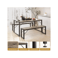 thumbnail image 2 of Mesas de Comedor con 2 Bancos para 4 Personas, Juego de 3 Piezas, Mesa con 2 Bancos para Comedor Cocina Cafe,Marrón, 114 * 75 * 76cm, 2 of 4