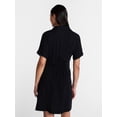 thumbnail image 4 of Time and Tru Women's Linen Blend Pleated Mini Shirtdress with Short Sleeves, Sizes XS-XXXL, 4 of 6