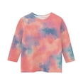thumbnail image 4 of Hicidod Toddler Shirts 3/4 Length Sleeve Crewneck Tops Fashion Tie-Dye Spring Summer Pullover Clothes for Kids Girls Boys, 4 of 5
