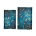 thumbnail image 2 of A&B Home Decorative Tray with Handles - Modern Minimalist Style Faux Leather Set of 2 Perfume Tray for Ottoman Couch Centerpiece Table Décor, Blue, 2 of 10