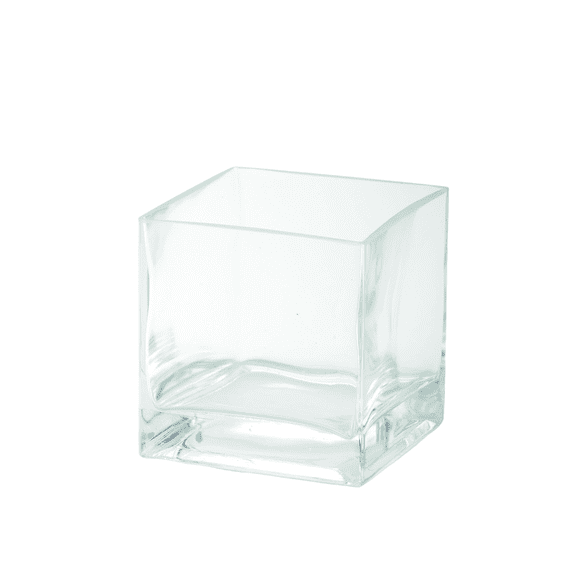 CC Home Furnishings Hand Blown Glass Square Pillar Candle Holder - 5" - Clear