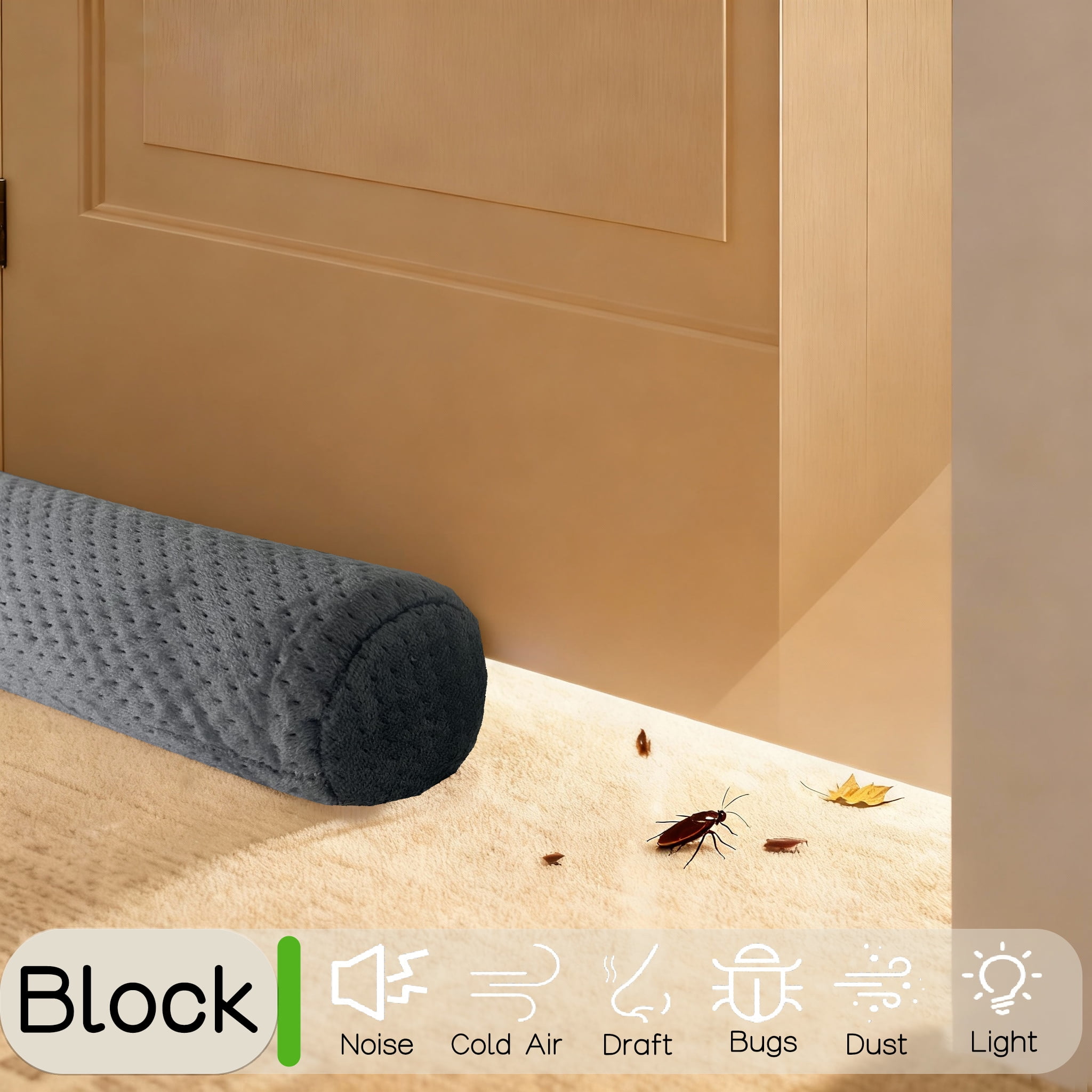 Door Draft Stopper for Bottom of Door, Under Door Gap Filler for Big Gap, No Folding Required, Flexible Installation Door Sweep soundproofing Strip for Home & Apartment, 30-36in