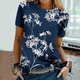 thumbnail image 4 of Dyegold Woman Shirts Vintage Graphic Tee Shirts Floral Printed Short Sleeve Crewneck Blouses Tops Summer Casual Loose Tunics, 4 of 6