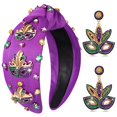 thumbnail image 1 of mokkia Mardi Gras Diademas para Mujer Máscara con Cuentas Crwon Diadema Anudada con Joyas Carn Diadema Gordo Martes Accesorios para el Cabello Regalo (Mardi Gras C), 1 of 5